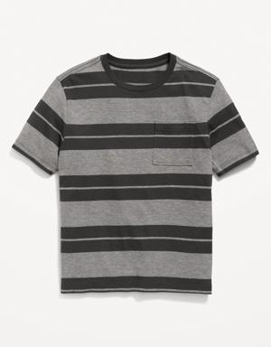 Softest Short-Sleeve Striped Pocket T-Shirt for Boys gray