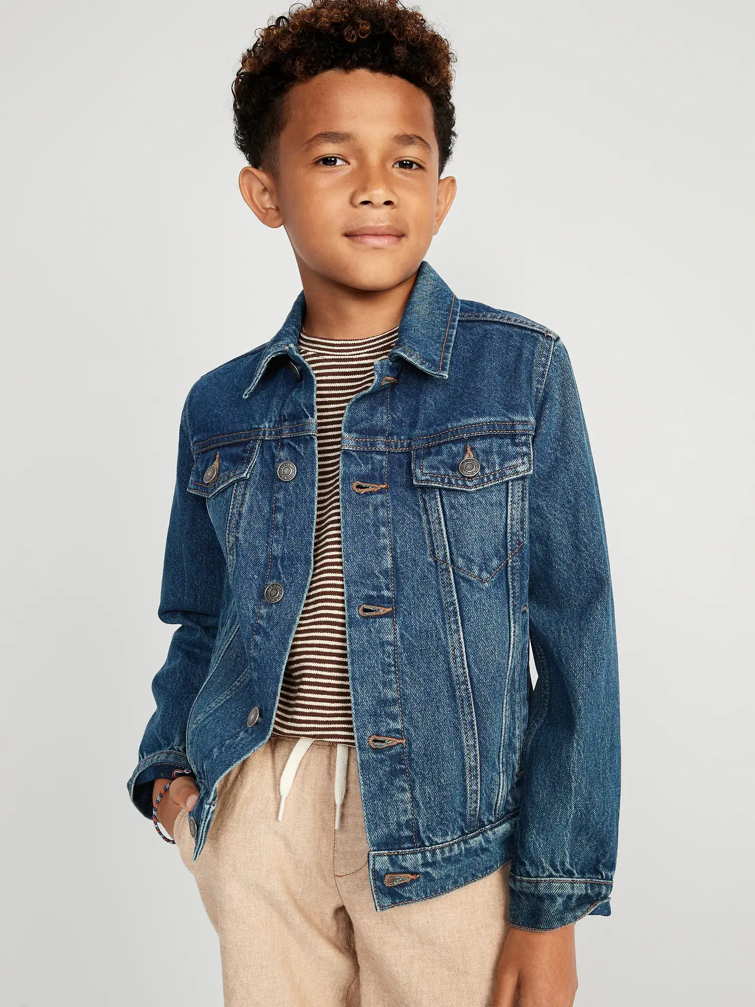 Old Navy Gender-Neutral Cotton Non-Stretch Jean Jacket for Kids blue. 1