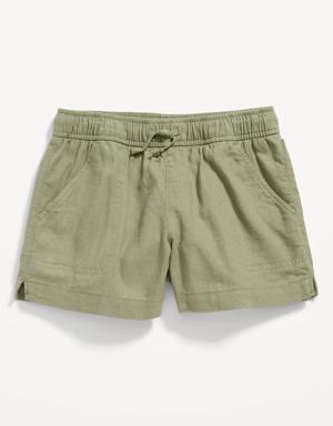 Linen-Blend Drawstring Shorts for Girls green