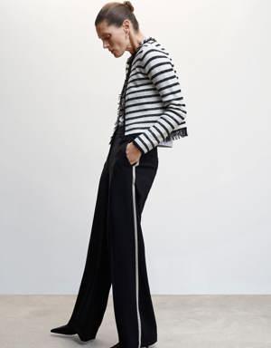 Kontrast panelli kumaş pantolon