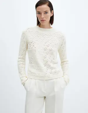 Mixed-knit crochet sweater
