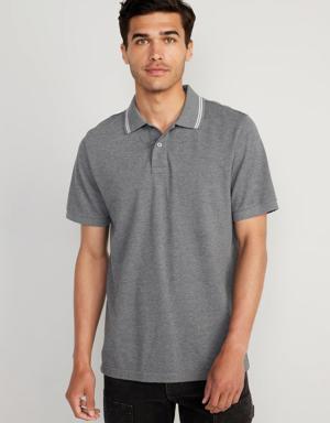 Tipped-Collar Classic Fit Pique Polo for Men gray