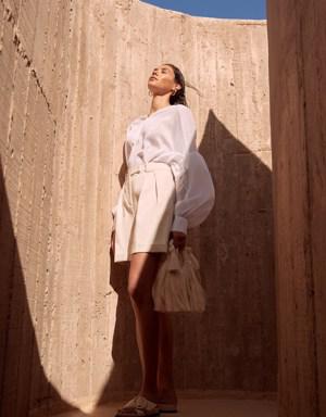 Banana Republic West Oversized Cotton-Silk Shirt white