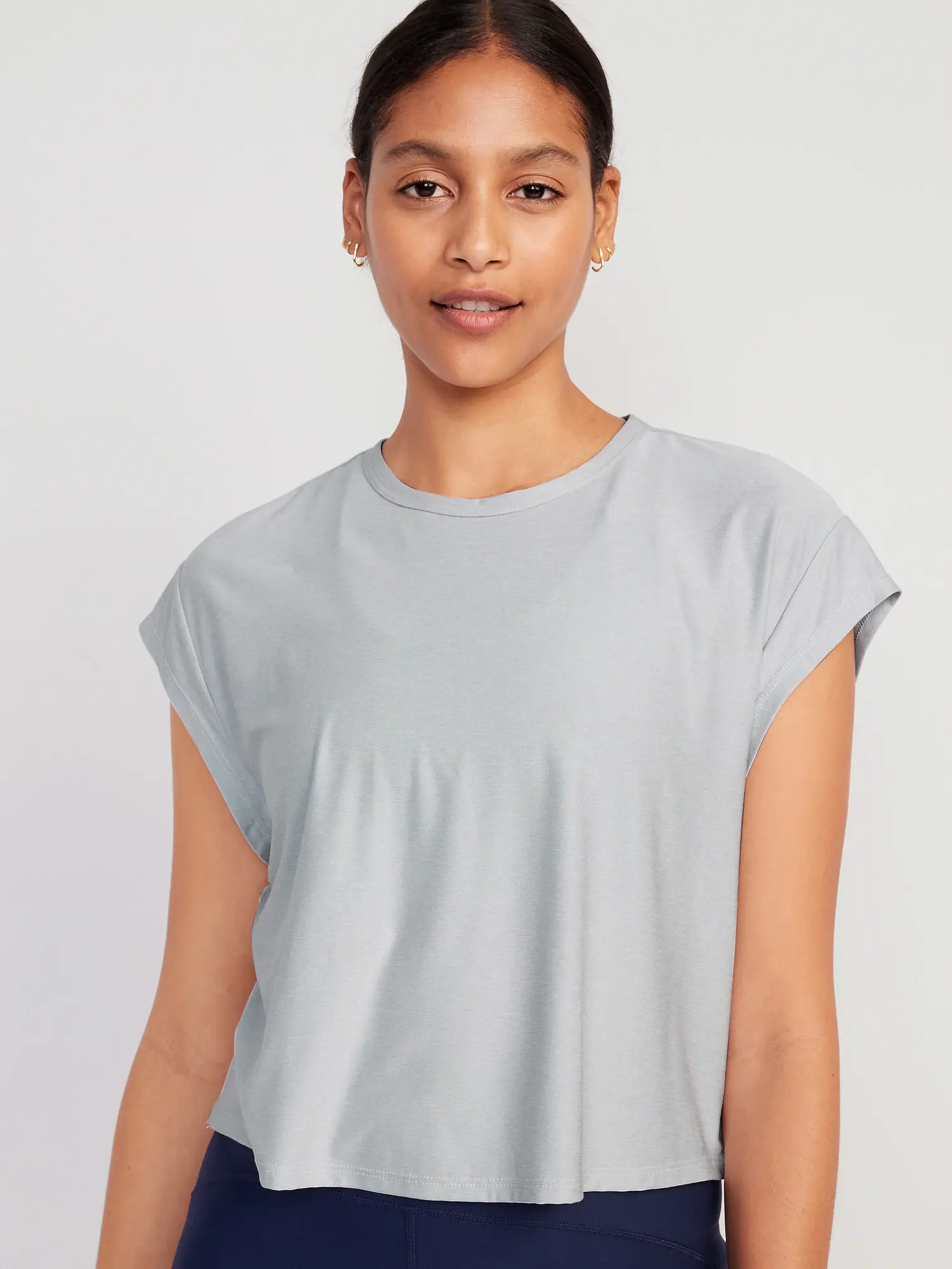 Old Navy Cloud 94 Soft Cutout-Back Cropped T-Shirt for Women gray. 1