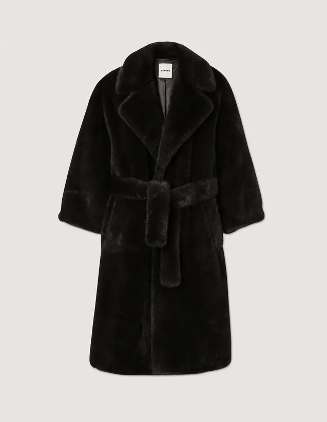 Sandro Long faux fur coat. 2