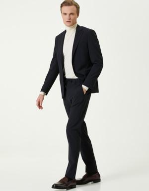 Slim Fit Lacivert Lastikli Pantolonlu Takım Elbise