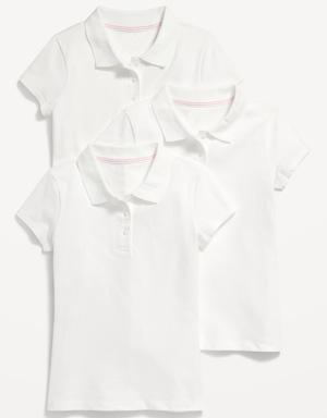 Uniform Pique Polo Shirt 3-Pack for Girls white