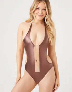Forever 21 Metallic One Piece Swimsuit Brown