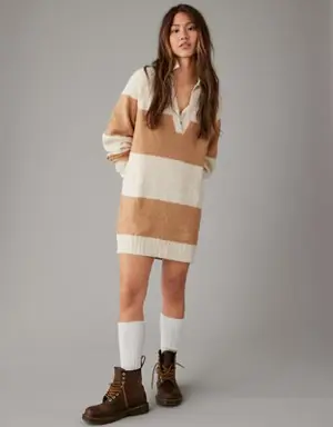Oversized Collared Sweater Dress