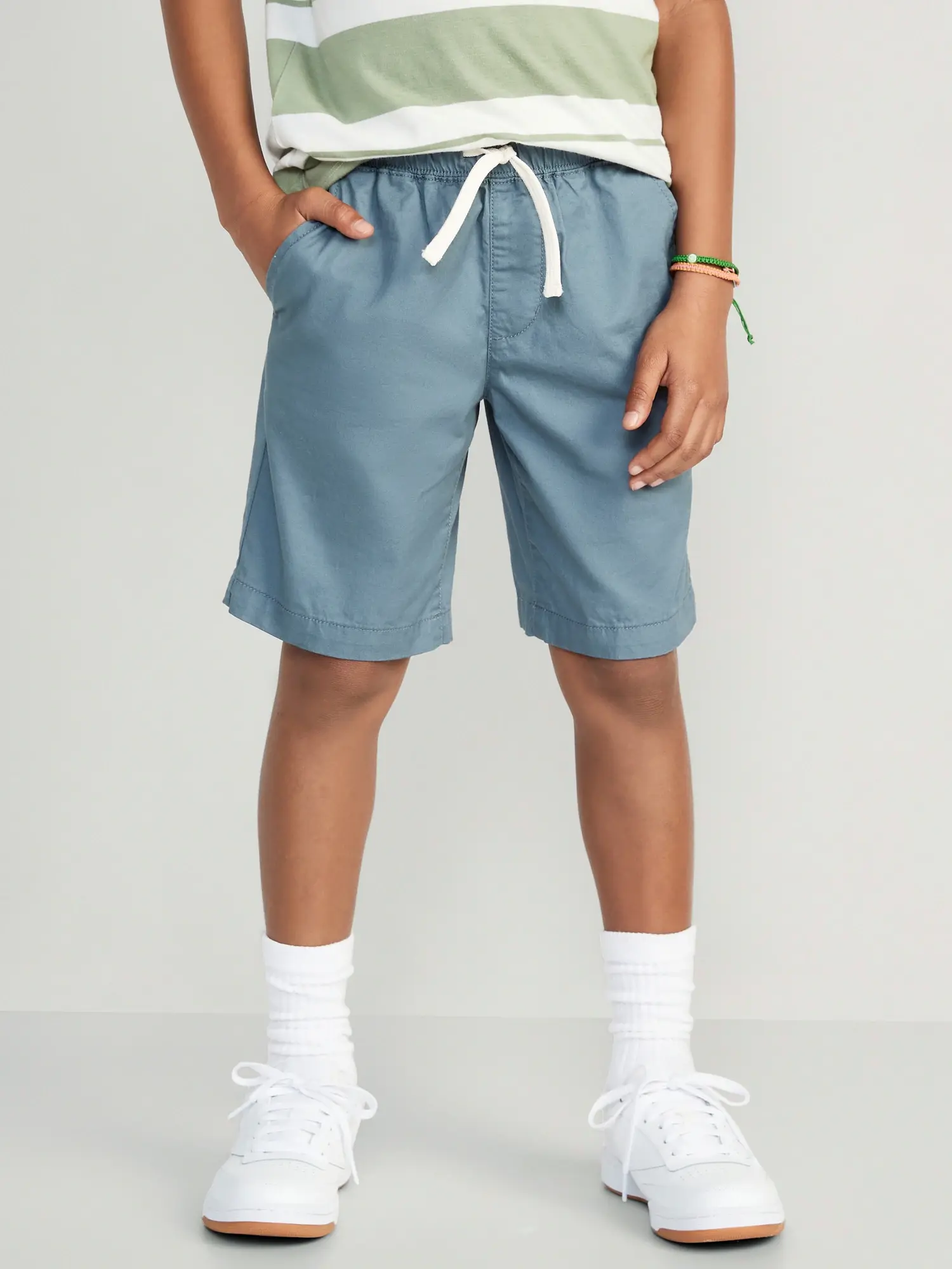 Old Navy Built-In Flex Straight Twill Jogger Shorts for Boys (At Knee) blue. 1