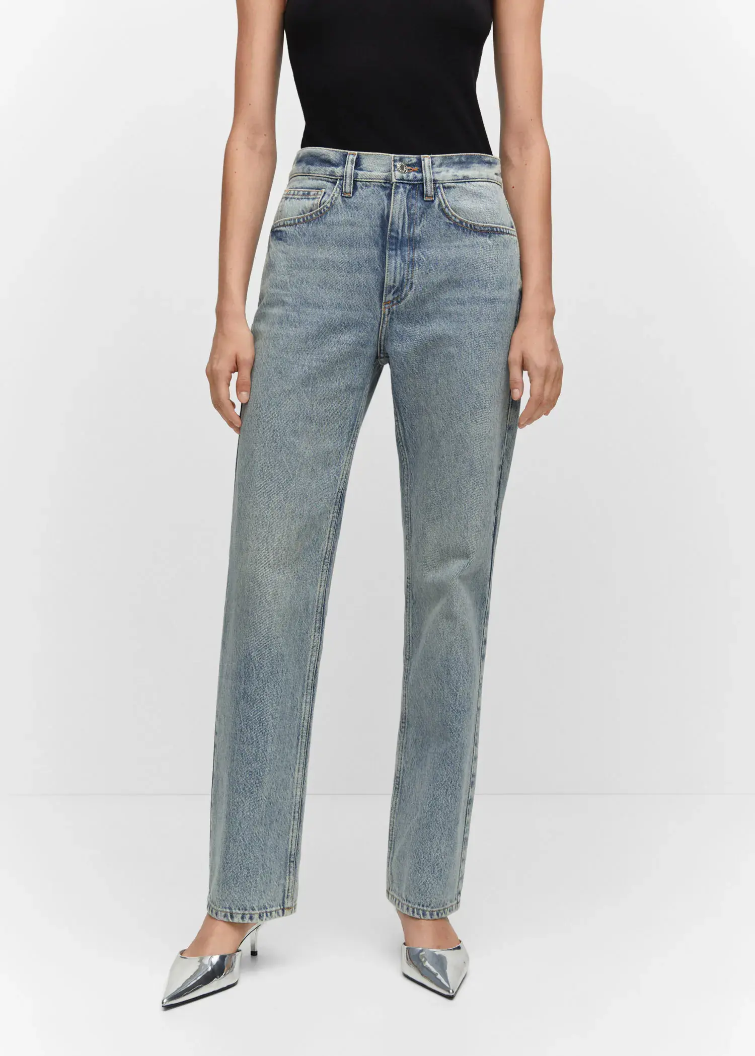 Mango Mid-rise straight jeans. 2