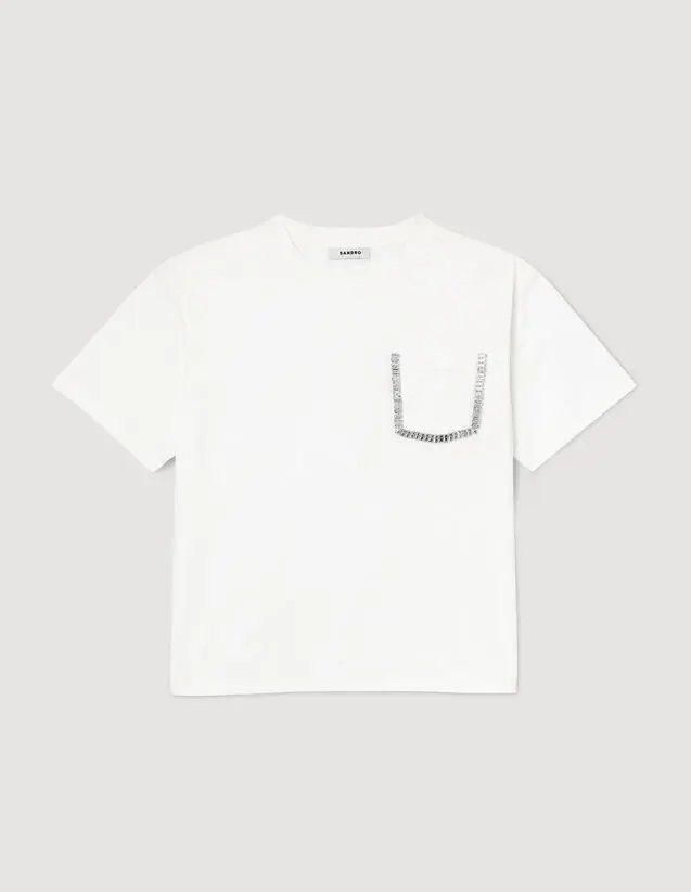 Sandro Cropped T-shirt with rhinestones. 2