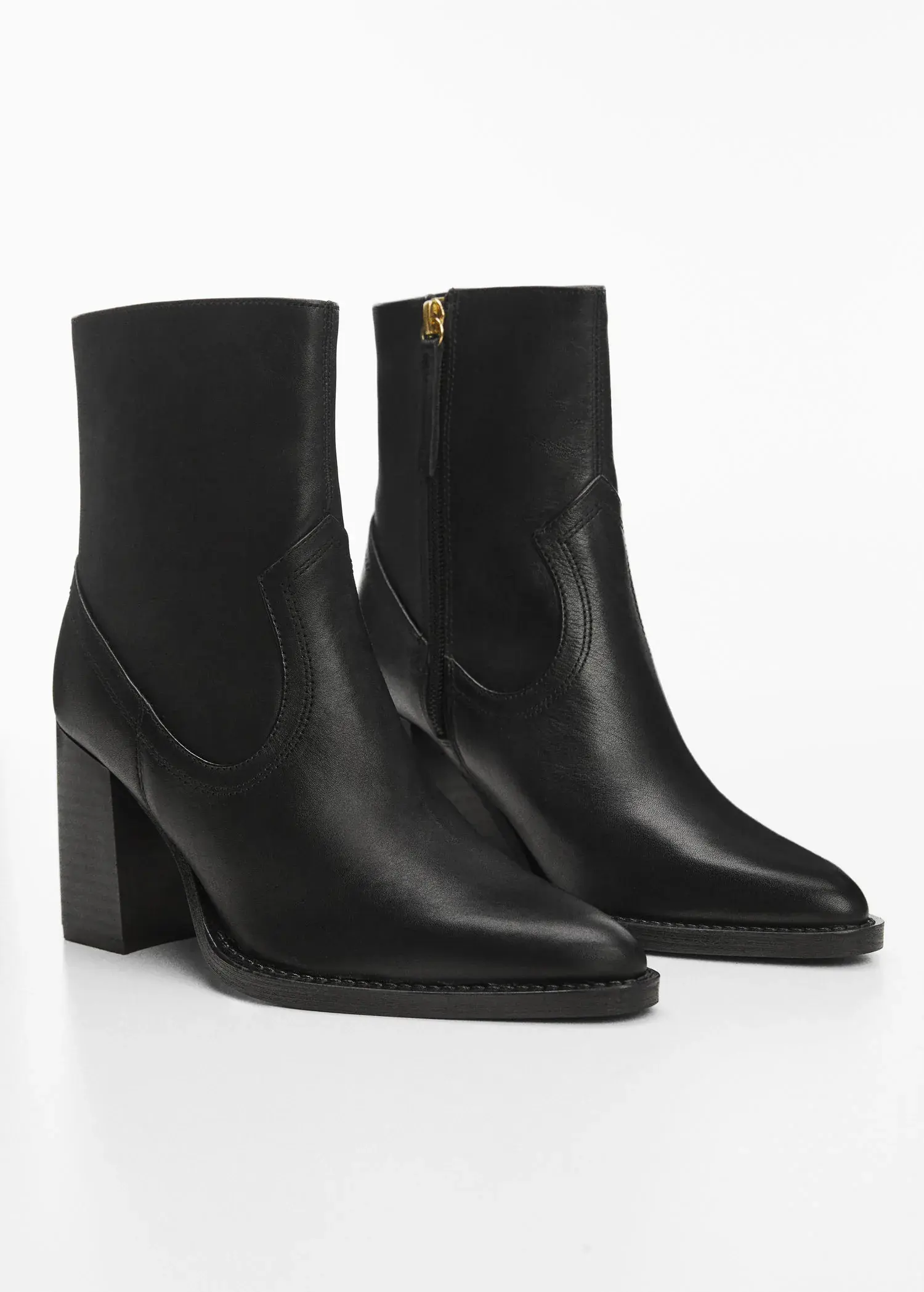 Mango Leather ankle boots with block heel. 1
