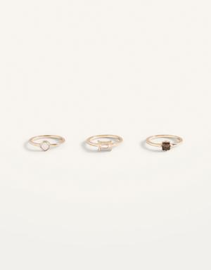 Gold-Toned 3-Pack Stone Rings for Women yellow