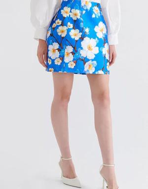 Sky Vibe Floral Mini Skirt