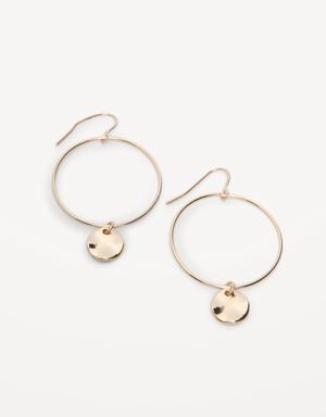 Gold-Plated Dangling Hoop & Coin Earrings for Women gold