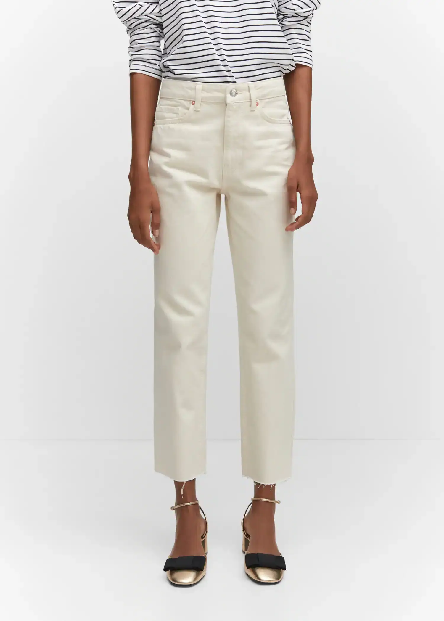 Mango Straight-fit cropped jeans. 1