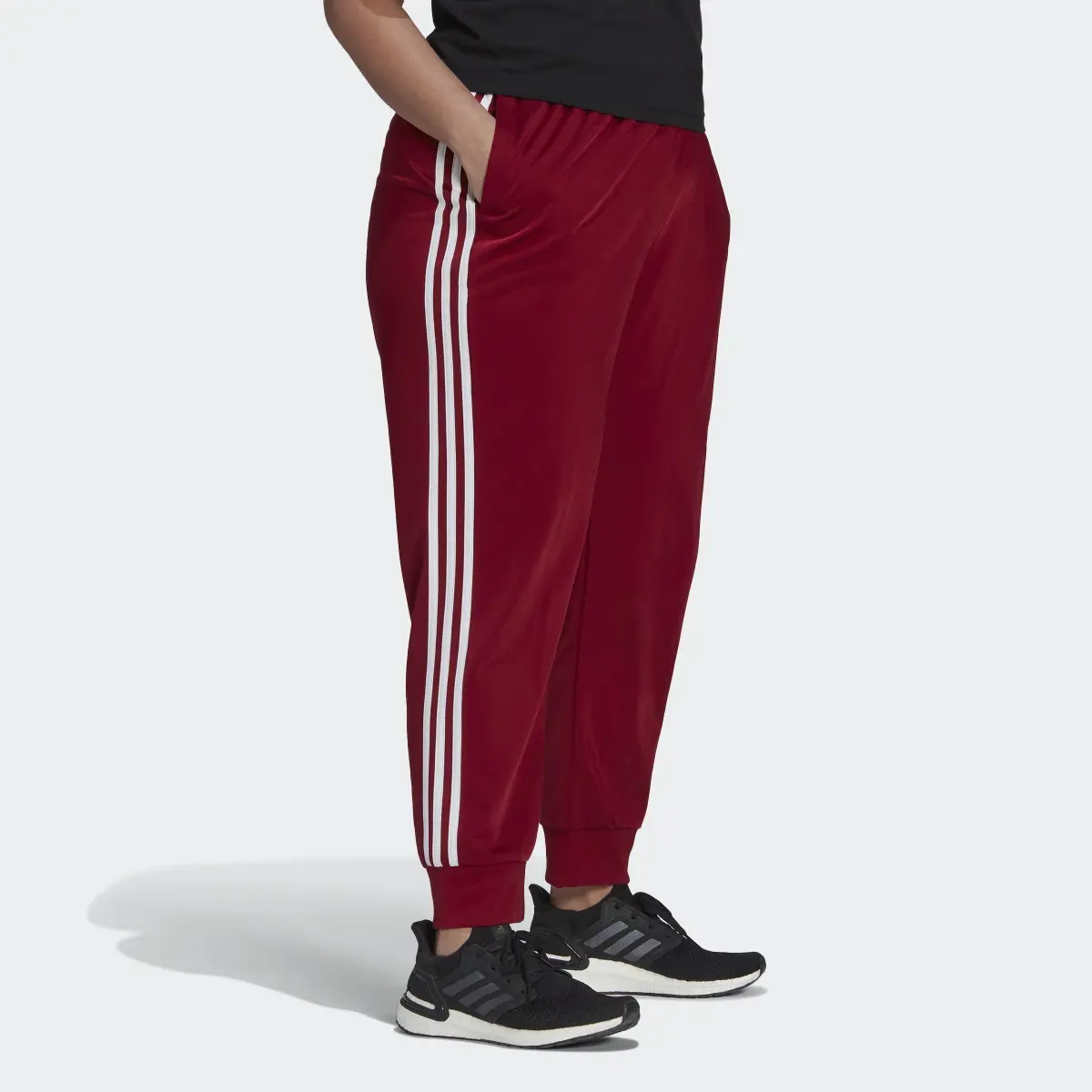 Adidas Essentials Warm-Up Slim Tapered 3-Stripes Track Pants (Plus Size). 3