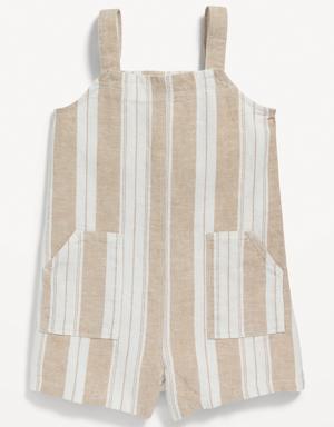 Sleeveless Striped Linen-Blend Romper for Toddler Girls beige