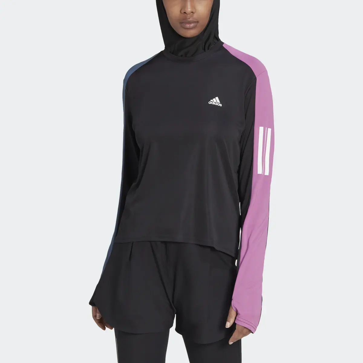 Adidas Own the Run Colorblock Long-Sleeve Top Running Long-Sleeve Top. 1