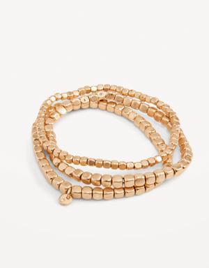Gold-Toned Beaded Stretch Bracelet 3-Pack for Women gold