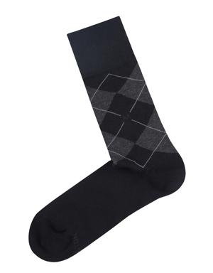 Baklava Desenli Siyah Pamuk Çorap