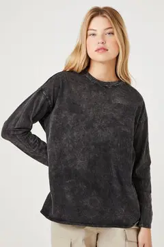 Forever 21 Forever 21 Mineral Wash Long Sleeve Top Charcoal. 2