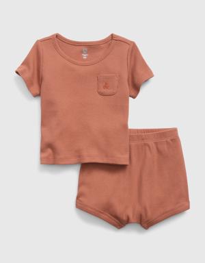 Gap Baby Rib 2-Piece Outfit Set brown