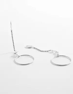 Rhinestone thread hoop earrings