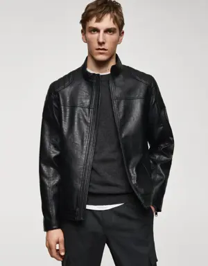Mango Nappa leather-effect jacket