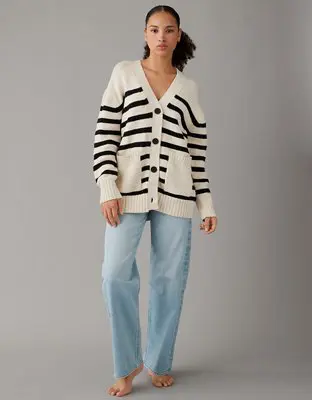 American Eagle Oversized Button-Front Long-Length Cardigan. 1