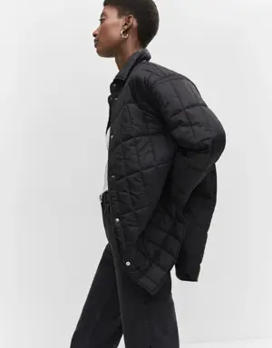 Quilted anorak with shirt collar