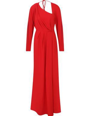 Red Full Sleeve Evening Dress
