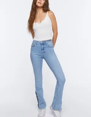 Forever 21 Lace Up Flare Jeans Medium Denim