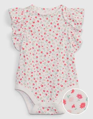 Baby 100% Organic Cotton Mix and Match Flutter Sleeve Bodysuit multi