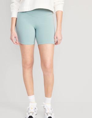 Old Navy Extra High-Waisted PowerChill Hidden-Pocket Biker Shorts for Women -- 6-inch inseam blue