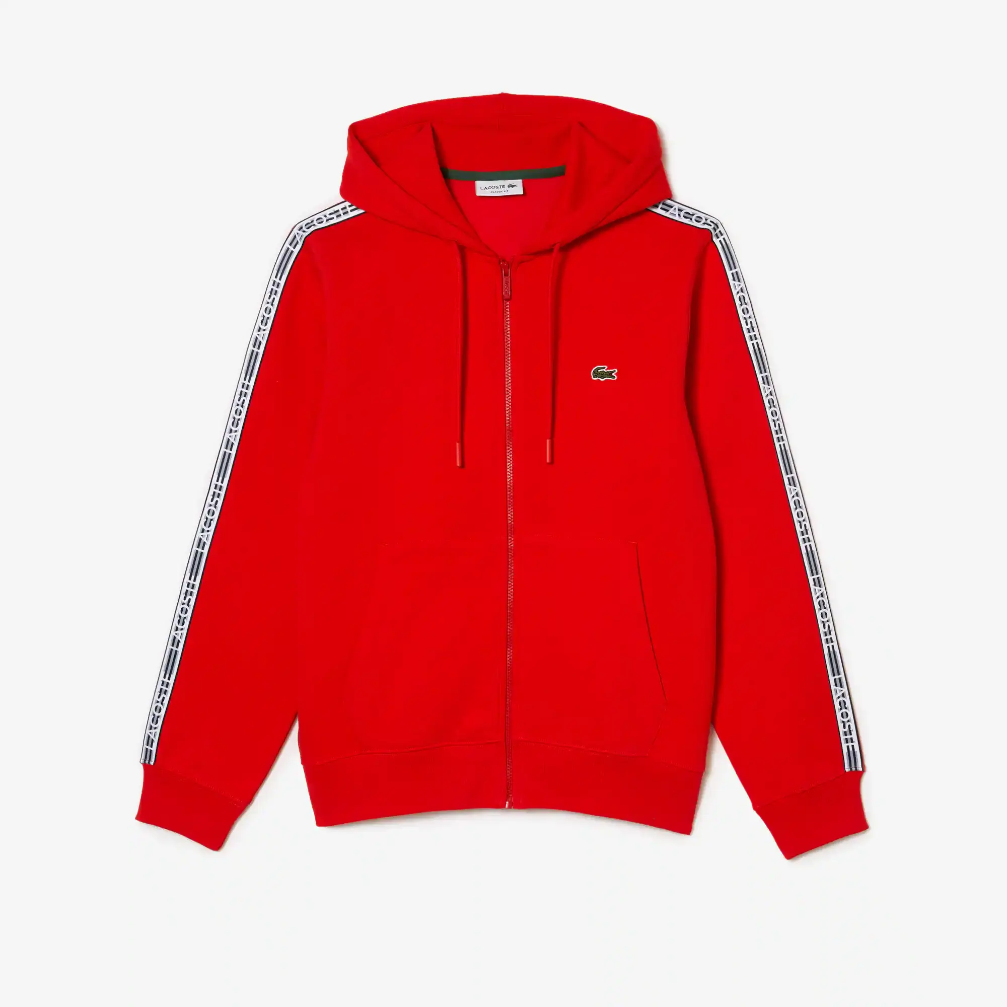 Lacoste Men’s Classic Fit Branded Stripes Zip-Up Hoodie. 2