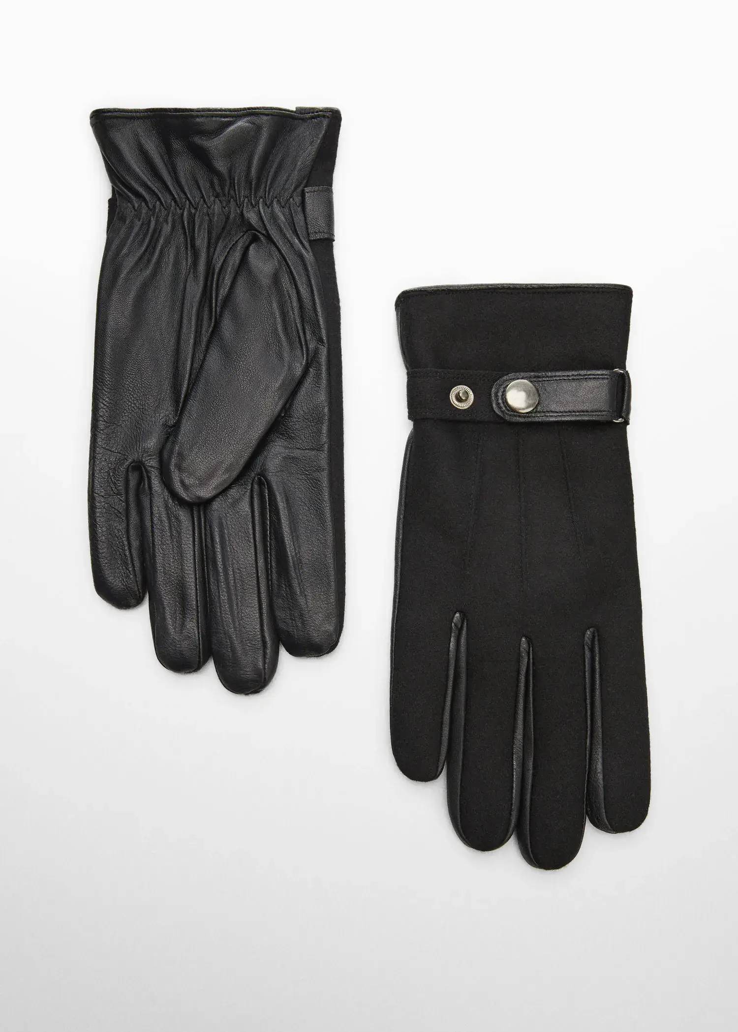 Mango Wool-blend lining leather gloves. 1