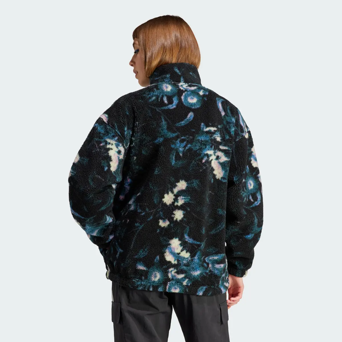 Adidas Allover Print Flower Fleece Jacket. 3