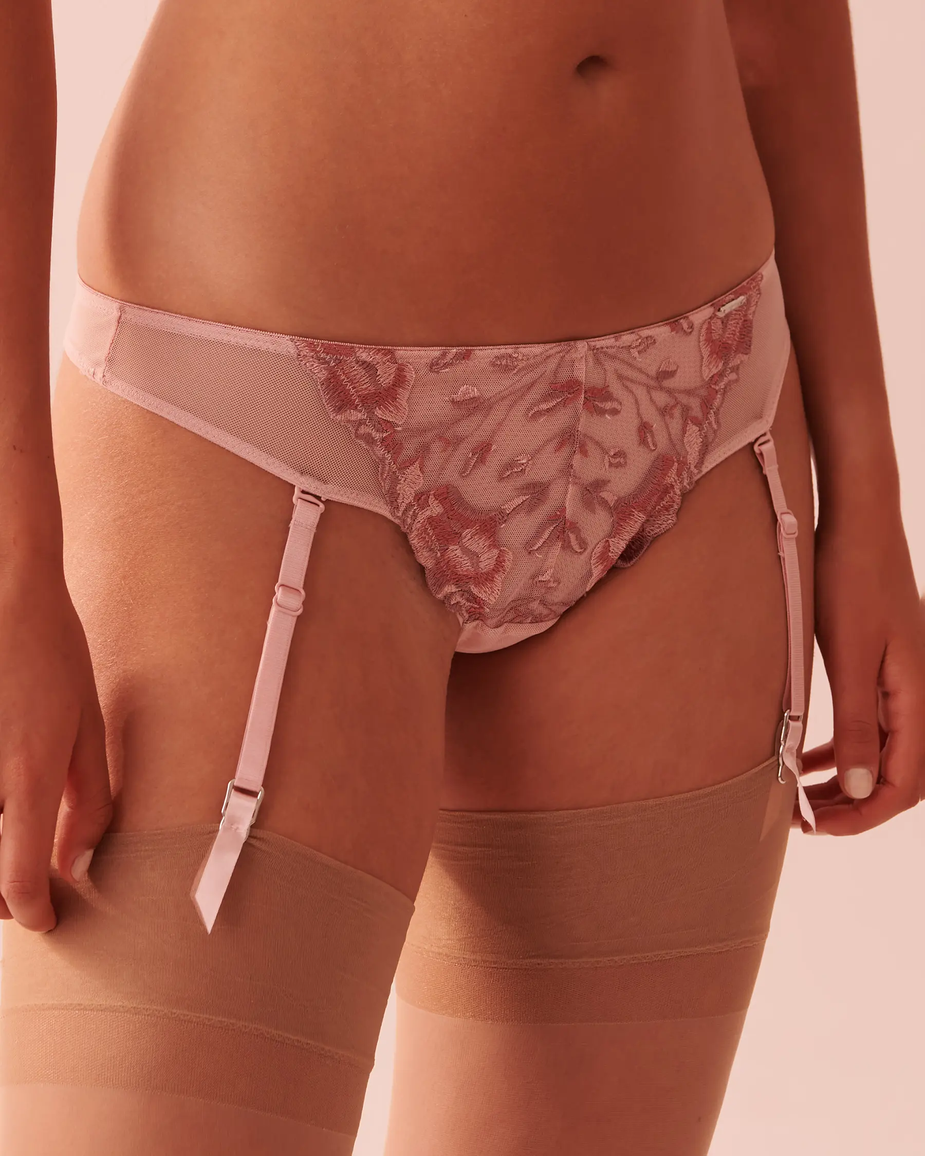 La Vie en Rose Embroidered Mesh Thong Panty. 2