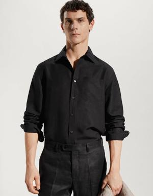 Regular-fit linen lyocell shirt