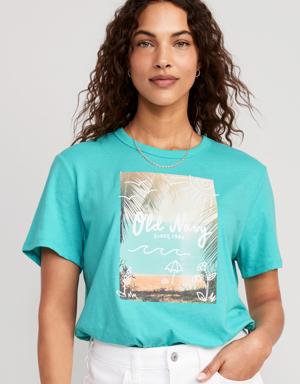 Old Navy EveryWear Logo Graphic T-Shirt for Women blue