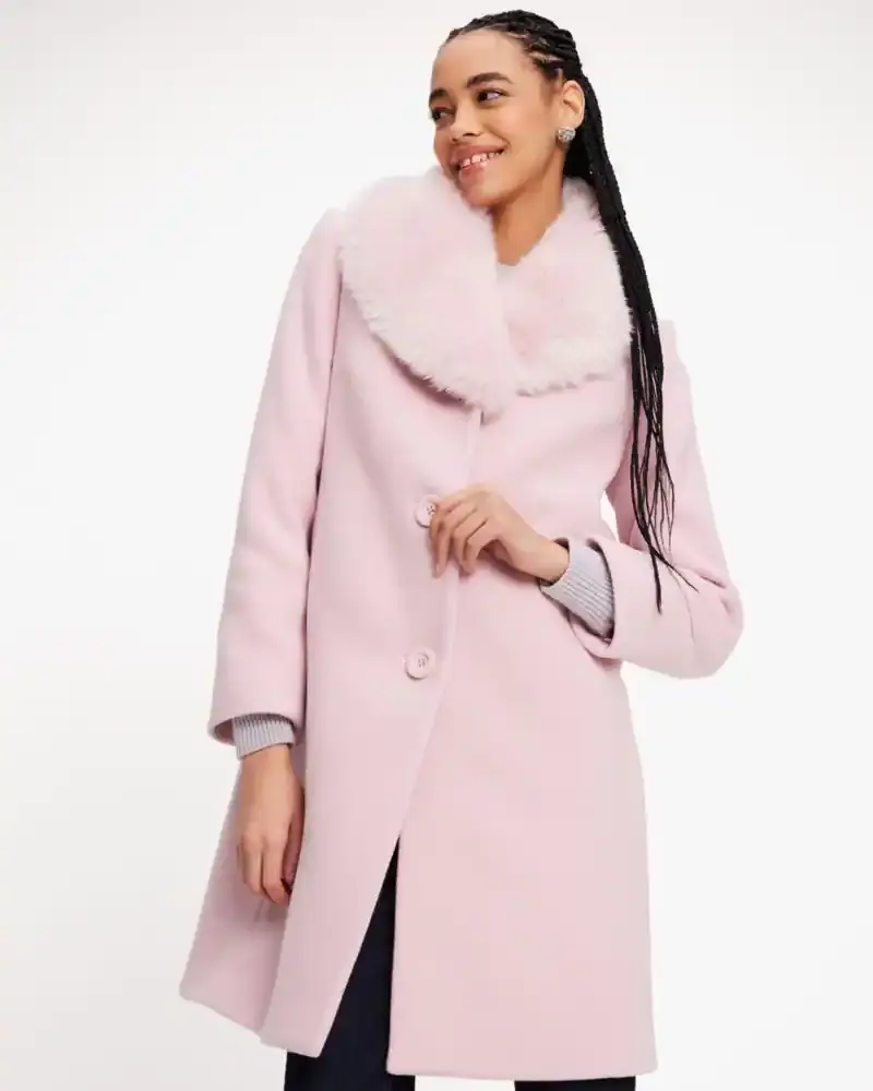 Kate Spade Faux Fur Lapel Wool Coat. 2