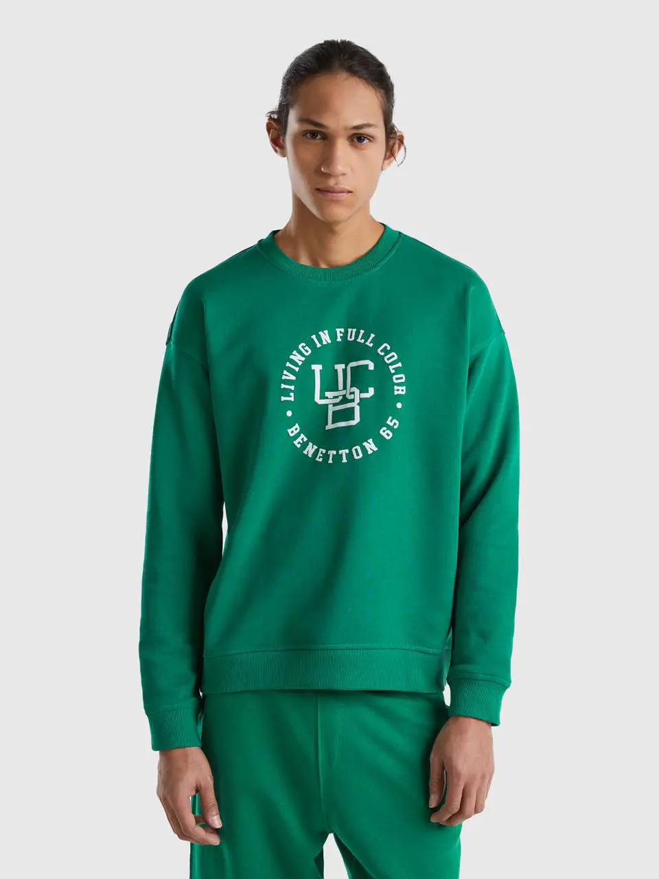 Benetton crew neck sweatshirt with logo print. 1