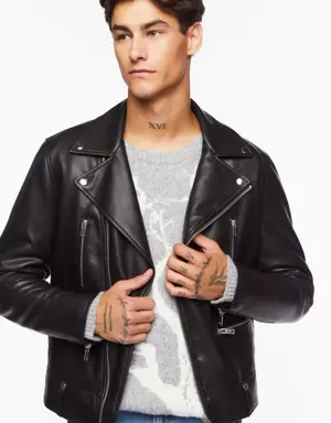 Forever 21 Faux Leather Moto Jacket Black