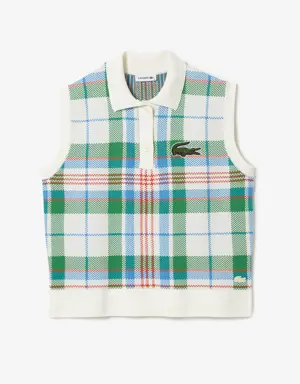 Women’s Lacoste Sleeveless Organic Cotton Check Polo Shirt
