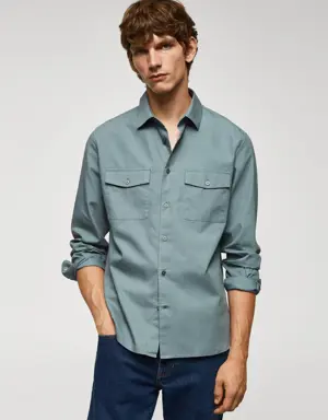 100% cotton overshirt with pockets