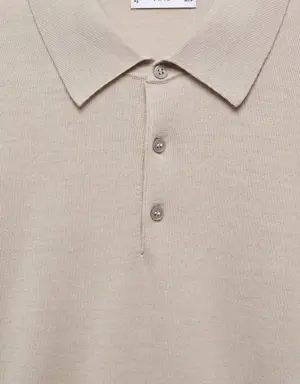 Mango 100% merino wool long- sleeved polo shirt