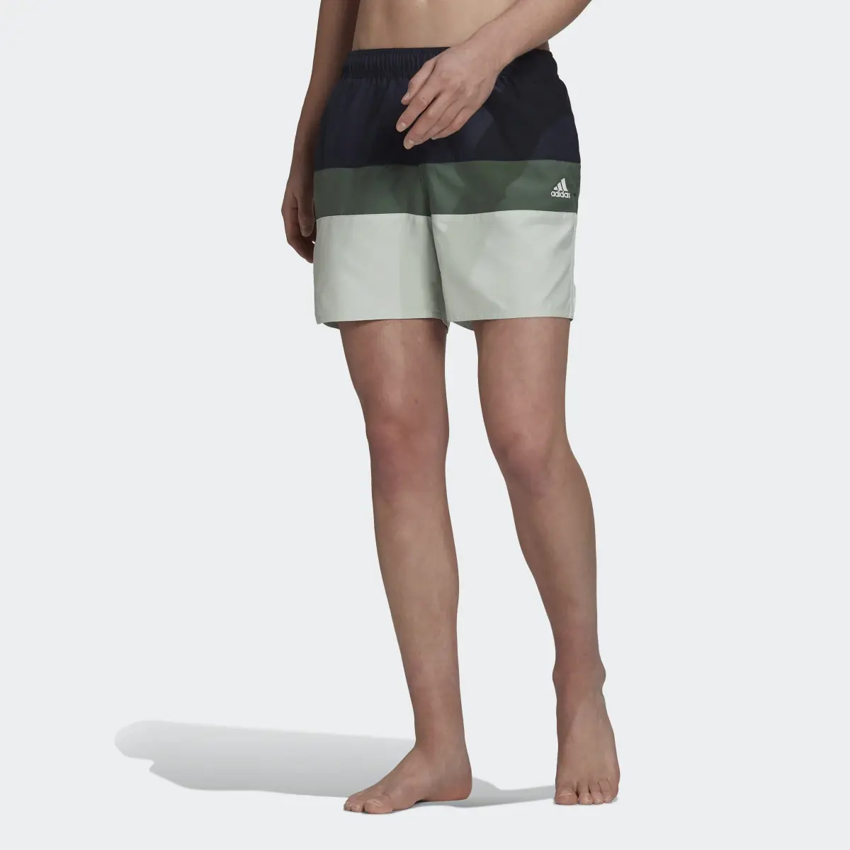 Adidas Short-Length Colorblock Swim Shorts. 1