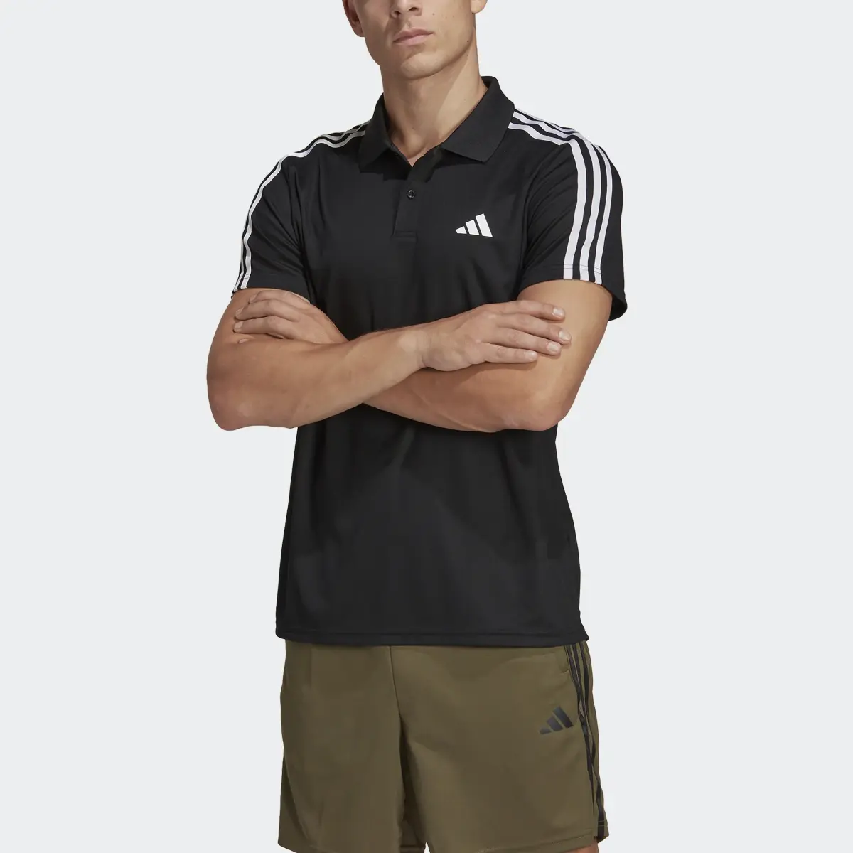 Adidas Train Essentials Piqué 3-Stripes Training Polo Shirt. 1